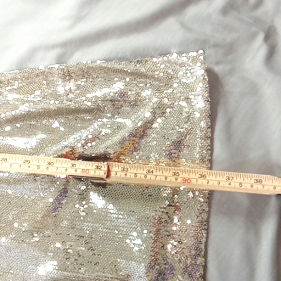 HALSTON Dress 12 Women Silver Sequence Metallic Cocktail Party Holiday NEW yy - Picture 6 of 12